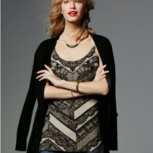 CAbi Black Lace-Patterned Tank Top